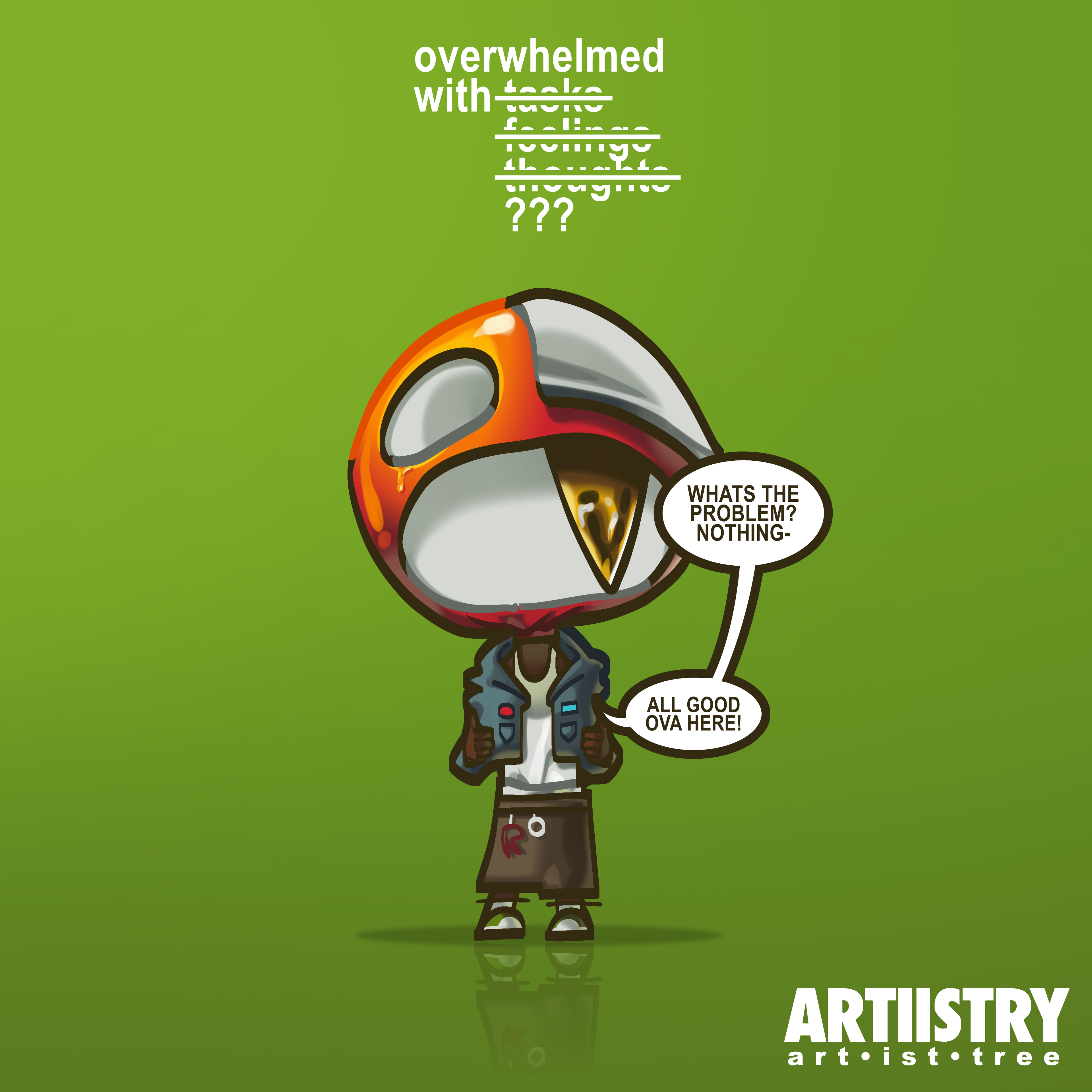 ‘overwhelmed???’ square poster